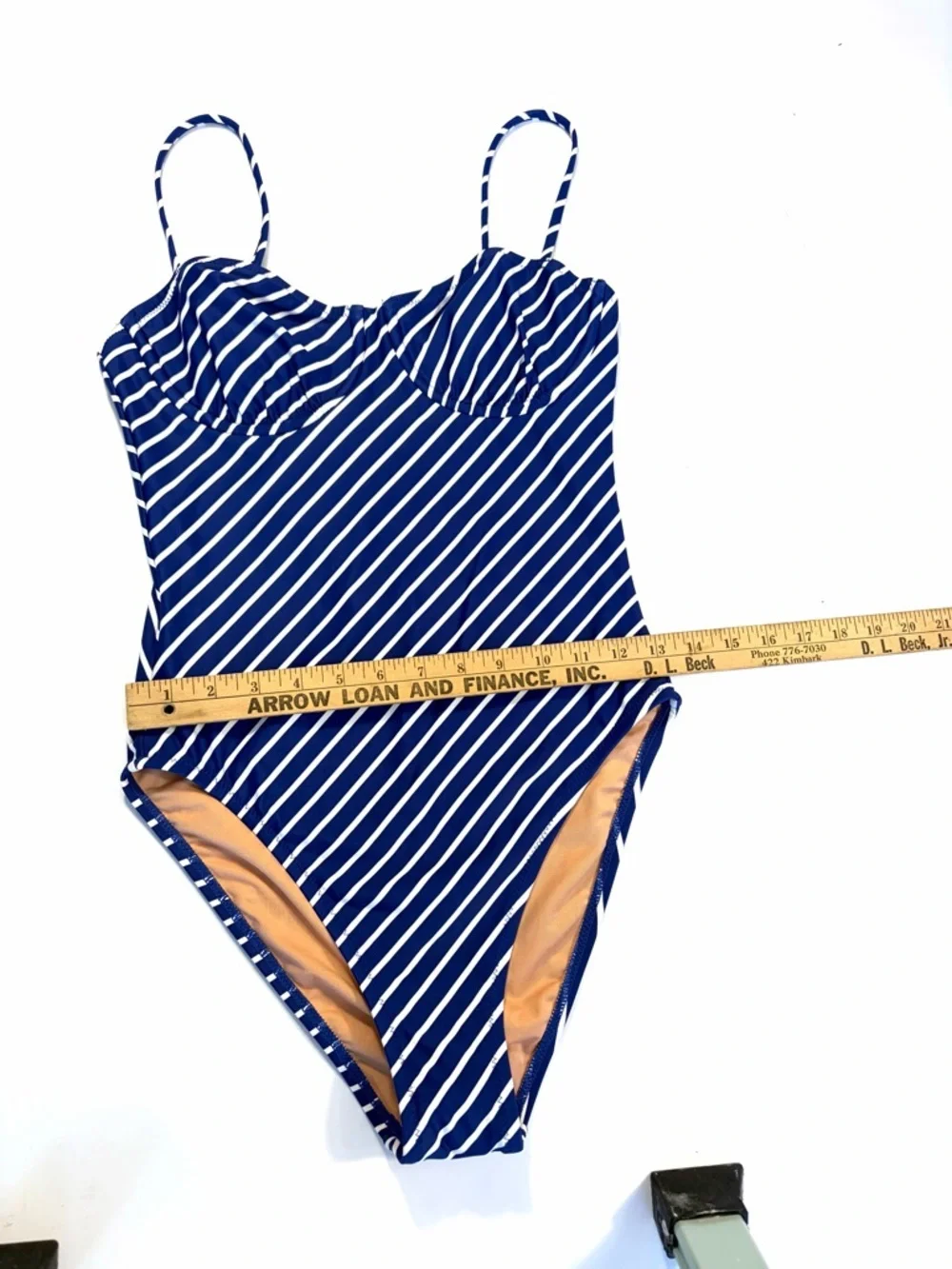 New J. Crew Blue and White Striped One-Piece Swimsuit